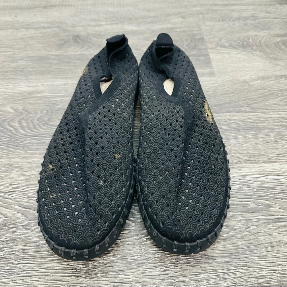 Ilse Jacobsen Black Tulip Perforated slip on Comfort Textured Sandals Size 39